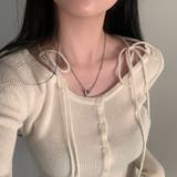 クルーネックリボンタイシングルブレスト無地ニットトップス | Ulysses | 詳細画像8 