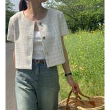 オフホワイト | クルーネックシングルブレスト半袖ショットジャケット | Ulysses