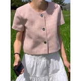 ピンク | クルーネックシングルブレスト半袖ショットジャケット | Ulysses