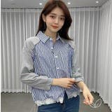 襟付きシングルブレストポケット付き配色ストライプシャツ | Ulysses | 詳細画像1 