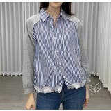 グレー | 襟付きシングルブレストポケット付き配色ストライプシャツ | Ulysses