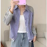 襟付きシングルブレストポケット付き配色ストライプシャツ | Ulysses | 詳細画像2 