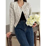 クルーネックシングルブレストチェック柄ジャケット | Ulysses | 詳細画像1 