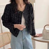 ブラック | クルーネックシングルブレストチェック柄ジャケット | Ulysses