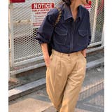 Vネック襟付きポケット付きシングルブレスト無地シャツ | Ulysses | 詳細画像1