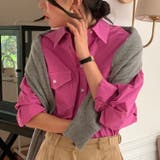 ダークピンク | Vネック襟付きポケット付きシングルブレスト無地シャツ | Ulysses