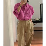 Vネック襟付きポケット付きシングルブレスト無地シャツ | Ulysses | 詳細画像2