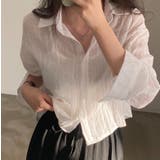ホワイト | 襟付きシングルブレストチュール無地シャツ | Ulysses