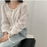 クルーネックリボンシングルブレスト無地トップス | Ulysses | 詳細画像1 