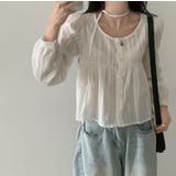 クルーネックリボンシングルブレスト無地トップス | Ulysses | 詳細画像4 