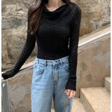 ブラック | ドレープカラーチュール無地トップス | Ulysses