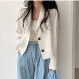 ホワイト | 襟付きシングルブレスト薄手無地スーツジャケット | Ulysses