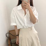 ホワイト | 襟付き半袖シングルブレストドロップドショルダースリーブ無地シャツ | Ulysses