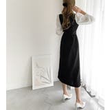 クルーネック長袖リボン付き配色ワンピース | Ulysses | 詳細画像3 