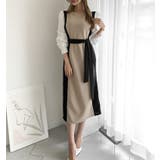 クルーネック長袖リボン付き配色ワンピース | Ulysses | 詳細画像4 