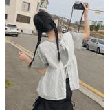 クルーネックリボンタイレース無地トップス | Ulysses | 詳細画像3 