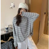 ライトグレー | クルーネック長袖ボーダートップス | Ulysses