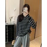 ブラック | クルーネック長袖ボーダートップス | Ulysses