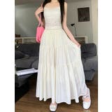 ベージュ | ハイウエストひもがあるポケット付き無地スカート | Ulysses