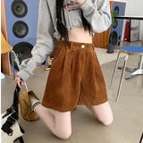 ライトブラウン | ハイウエストボタン付きポケット付きコーデュロイ無地ショートパンツ | Ulysses