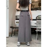 ハイウエストベルト付きポケット付き無地スカート | Ulysses | 詳細画像2 