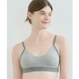 杢グレー | 綿ベア天竺 カラーブロッキング ノンワイヤーブラジャー LB1073 | une nana cool