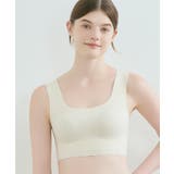 ベージュ | 汗消臭 綿混フラット仕上げ ノンワイヤーブラ LB1079 | une nana cool