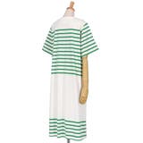 【綿100％】60ハイゲージ天竺パネルボーダー半袖ワンピース LP7500 | une nana cool | 詳細画像2 