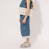 【2点セット】ミニドットリボンプリントデニムフリルトップス＋ストレートパンツ | URBAN CHERRY | 詳細画像14 