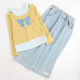 【2点セット】オープンショルダーレイヤードライクプリントトップス＋デニムパンツ | URBAN CHERRY | 詳細画像2 