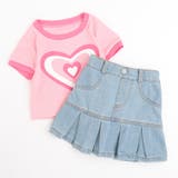 【2点セット】パイピングデザインハートプリントTシャツ＋プリーツスカート | URBAN CHERRY | 詳細画像2 