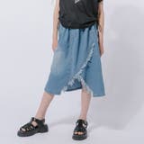 【2点セット】サイドギャザーハートTシャツ＋アシンメトリーダメージデニムスカート | URBAN CHERRY | 詳細画像18 