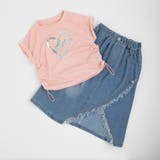 【2点セット】サイドギャザーハートTシャツ＋アシンメトリーダメージデニムスカート | URBAN CHERRY | 詳細画像2 
