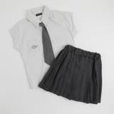 【3点セット】タイ付きストライプフレンチスリーブシャツ+プリーツスカート | URBAN CHERRY | 詳細画像2