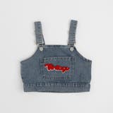 【2点セット】フロッキーロゴデザインデニムビスチェ＋ストレートパンツ | URBAN CHERRY | 詳細画像4 