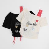 サイドギャザーワンショルダーフロントロゴプリントトップス | URBAN CHERRY | 詳細画像2 