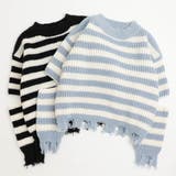 【軽量なのに暖かい"かるポカ"素材】ボーダーリラックスカットデザインニット | URBAN CHERRY | 詳細画像3 