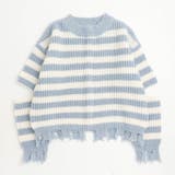 【軽量なのに暖かい"かるポカ"素材】ボーダーリラックスカットデザインニット | URBAN CHERRY | 詳細画像7 