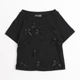 ブラック | フロントロゴ刺繍リボンTシャツ | URBAN CHERRY