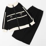 ブラック | 【2点セット】バイカラーフロントリボンデザインジップトップス＋ストレートパンツ | URBAN CHERRY