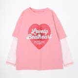 ピンク | ハートレコードプリントチュールドッキングTシャツ | URBAN CHERRY
