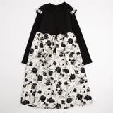 ブラック | ショルダーパールフリル切り替えフラワーワンピース | URBAN CHERRY
