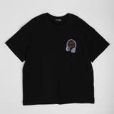 ブラック | ヘッドホンプリントオーバーサイズTシャツ | URBAN CHERRY