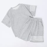 グレー | 【2点セット】ラインデザインルーズTシャツ＋ショートパンツ | URBAN CHERRY