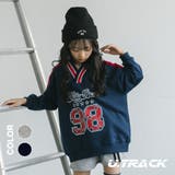 【U.TRACK/ユードットトラック】オーバーサイズVネックロゴトップス | URBAN CHERRY | 詳細画像1