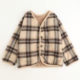 ブラウン | 内ファーノーカラーチェックジャケット | URBAN CHERRY