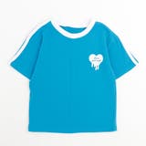 ブルー | 【吸水速乾】ハートプリントラインリンガーTシャツ | URBAN CHERRY