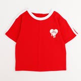 レッド | 【吸水速乾】ハートプリントラインリンガーTシャツ | URBAN CHERRY