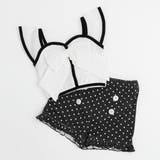 ブラック | 【セパレート2点セット】バイカラーリボントップス+ドットフリルパンツ水着 | URBAN CHERRY