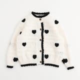 ホワイト | ネックスカラップハートデザインニットカーディガン | URBAN CHERRY